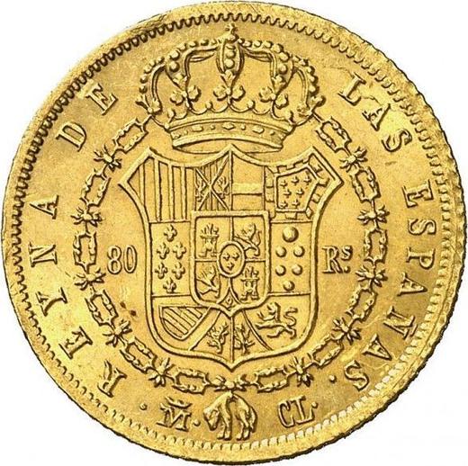 Rewers monety - 80 réales 1845 M CL - cena złotej monety - Hiszpania, Izabela II