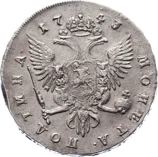 Reverso Poltina (1/2 rublo) 1743 СПБ "Retrato busto" - valor de la moneda de plata - Rusia, Isabel I