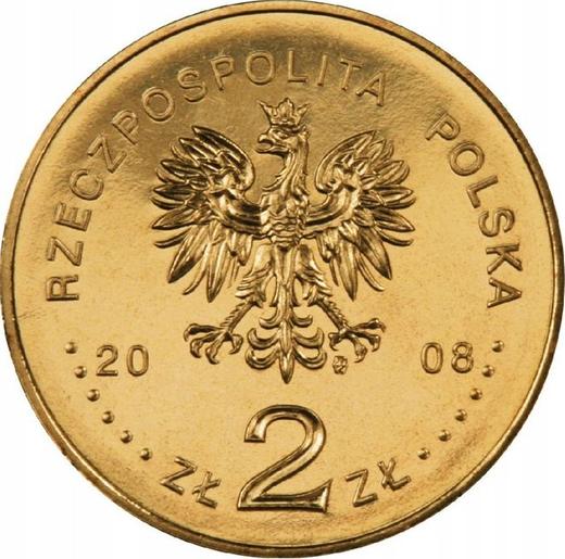 Anverso 2 eslotis 2008 MW RK "450 aniversario del correo polaco" - valor de la moneda  - Polonia, República moderna