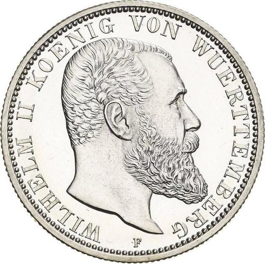 Аверс монеты - 2 марки 1908 года F "Вюртемберг" - цена серебряной монеты - Германия, Германская Империя