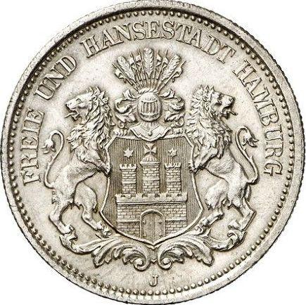 Anverso 2 marcos 1880 J "Hamburg" - valor de la moneda de plata - Alemania, Imperio alemán
