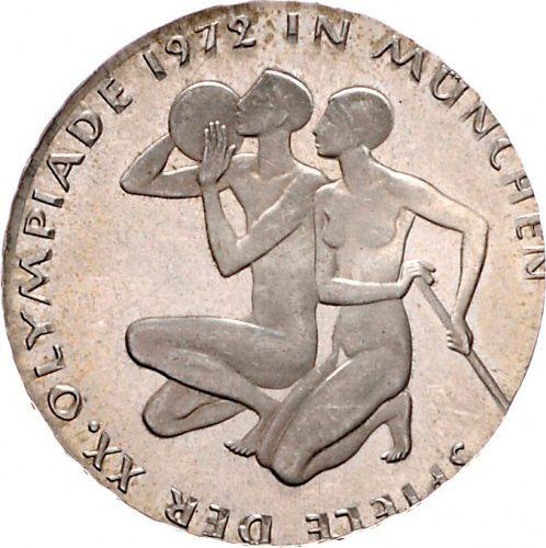 Anverso 10 marcos 1972 "Juegos de la XX Olimpiada de Verano" Disco en bruto de 5 marcos - valor de la moneda de plata - Alemania, RFA