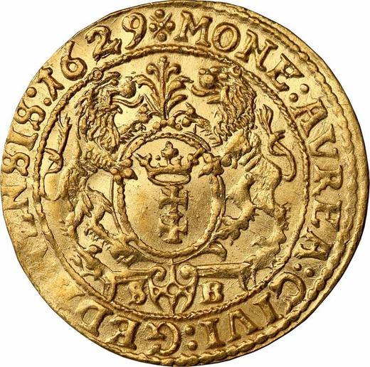 Реверс монеты - Дукат 1629 года SB "Гданьск" - цена золотой монеты - Польша, Сигизмунд III Ваза