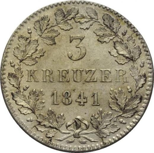 Реверс монеты - 3 крейцера 1841 года - цена серебряной монеты - Бавария, Людвиг I