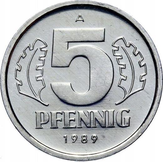 Anverso 5 Pfennige 1989 A - valor de la moneda  - Alemania, República Democrática Alemana (RDA)