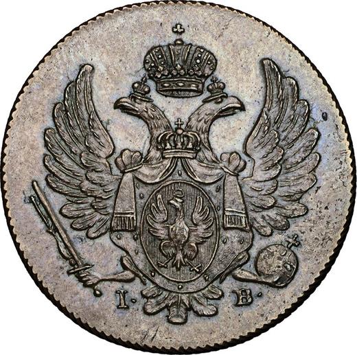 Anverso 3 groszy 1815 IB "Cola corta" Reacuñación - valor de la moneda  - Polonia, Zarato de Polonia