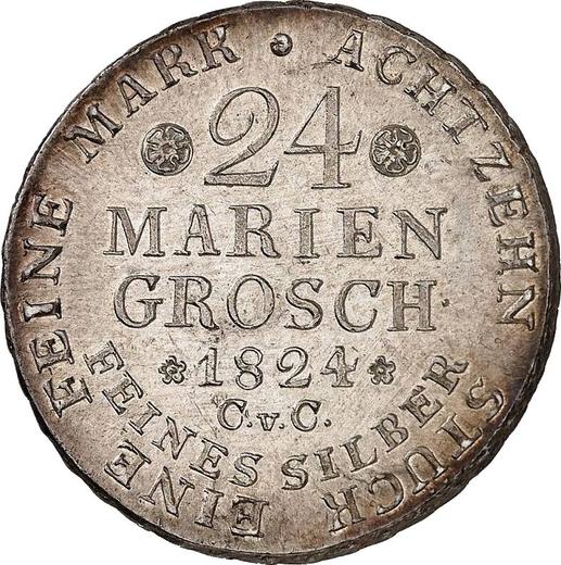 Реверс монеты - 24 мариенгроша 1824 года CvC - цена серебряной монеты - Брауншвейг-Вольфенбюттель, Карл II