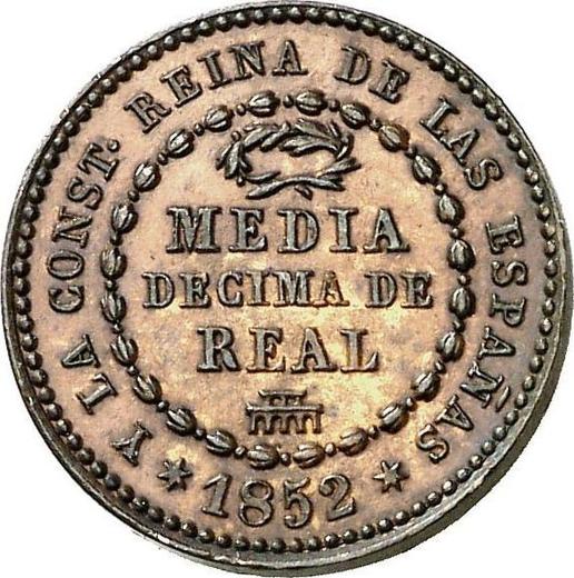 Reverso 1/20 Media décima de Real 1852 - valor de la moneda  - España, Isabel II
