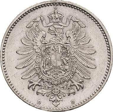 Reverso 1 marco 1880 D "Tipo 1873-1887" - valor de la moneda de plata - Alemania, Imperio alemán