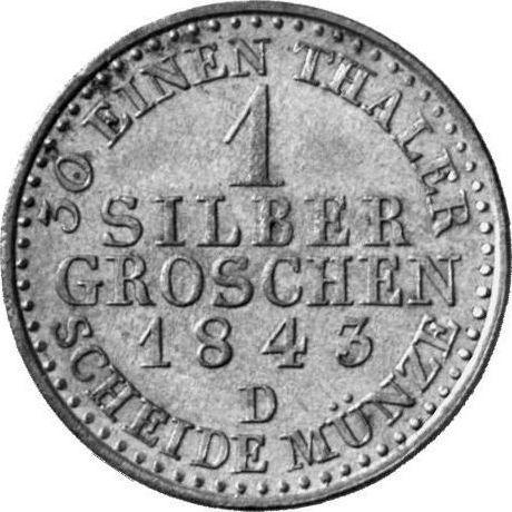 Rewers monety - 1 silbergroschen 1843 D - cena srebrnej monety - Prusy, Fryderyk Wilhelm IV
