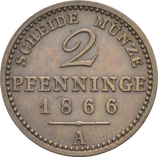 Reverse 2 Pfennig 1866 A -  Coin Value - Prussia, William I