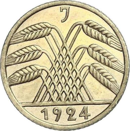 Reverso 5 Rentenpfennigs 1924 J - valor de la moneda  - Alemania, República de Weimar