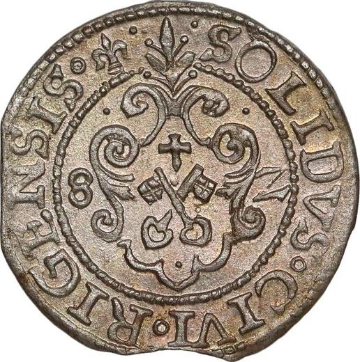 Реверс монеты - Шеляг 1582 года "Рига" - цена серебряной монеты - Польша, Стефан Баторий