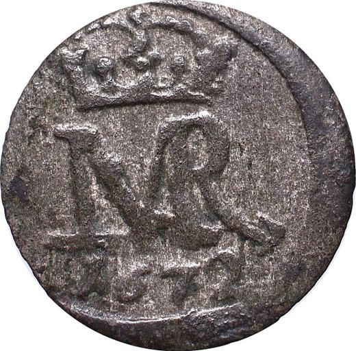 Anverso Szeląg 1672 "de Elbląg" - valor de la moneda de plata - Polonia, Miguel Korybut