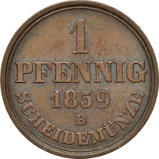 Реверс монеты - 1 пфенниг 1859 года B - цена  монеты - Ганновер, Георг V
