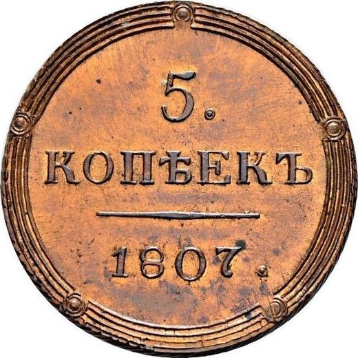 Reverso 5 kopeks 1807 КМ "Casa de moneda de Suzun" Reacuñación - valor de la moneda  - Rusia, Alejandro I