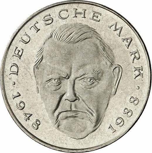 Аверс монеты - 2 марки 1998 года F "Людвиг Эрхард" - цена  монеты - Германия, ФРГ