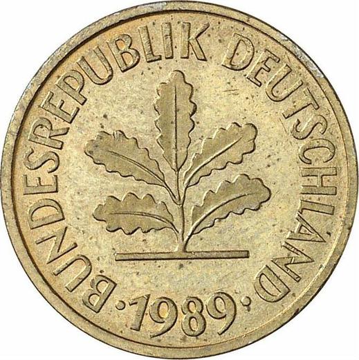 Rewers monety - 5 fenigów 1989 G - cena  monety - Niemcy, RFN