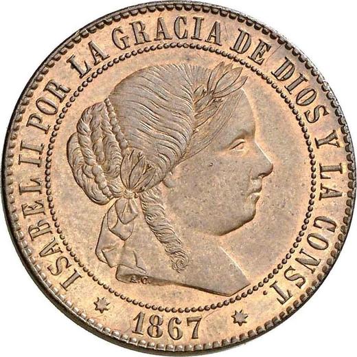 Avers 2 1/2 Centimos de Escudo 1867 OM Sieben spitze Sterne - Münze Wert - Spanien, Isabella II
