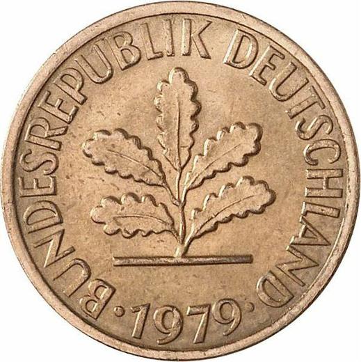 Реверс монеты - 1 пфенниг 1979 года F - цена  монеты - Германия, ФРГ
