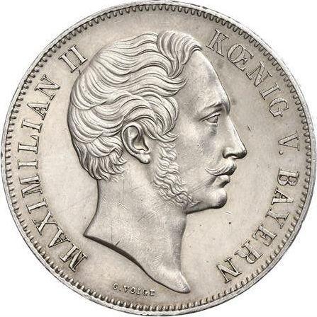 Аверс монеты - 2 талера 1860 года - цена серебряной монеты - Бавария, Максимилиан II
