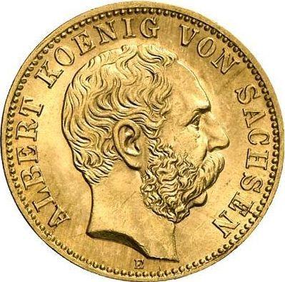 Anverso 10 marcos 1877 E "Sajonia" - valor de la moneda de oro - Alemania, Imperio alemán