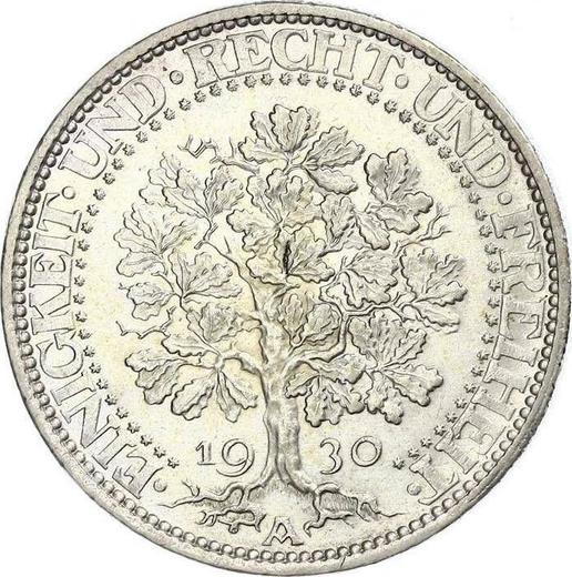 Reverso 5 Reichsmarks 1930 A "Roble" - valor de la moneda de plata - Alemania, República de Weimar