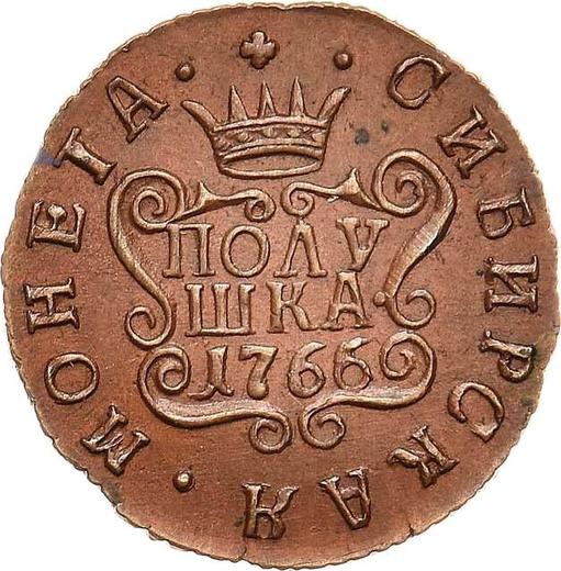 Reverso Polushka (1/4 kopek) 1766 КМ "Moneda siberiana" Reacuñación - valor de la moneda  - Rusia, Catalina II