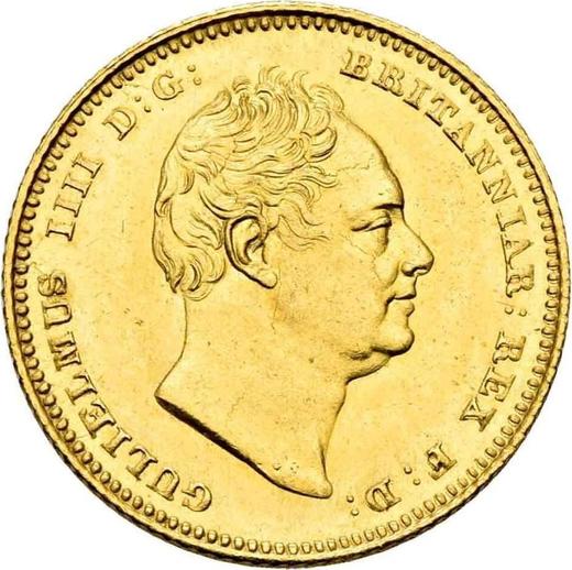 Anverso Medio soberano 1837 "Tamaño grande (19 mm)" - valor de la moneda de oro - Gran Bretaña, Guillermo IV