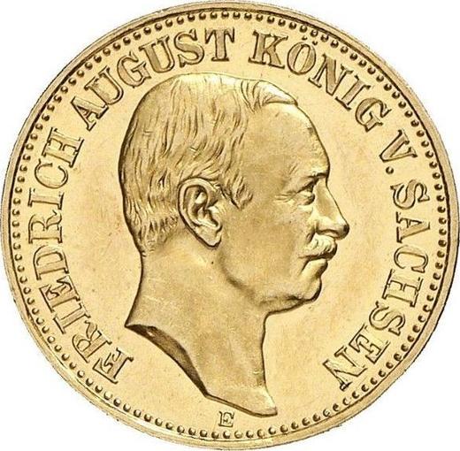 Аверс монеты - 10 марок 1905 года E "Саксония" - цена золотой монеты - Германия, Германская Империя