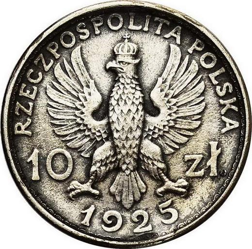 Аверс монеты - Пробные 10 злотых 1925 года "Рабочие" Серебро - цена серебряной монеты - Польша, II Республика