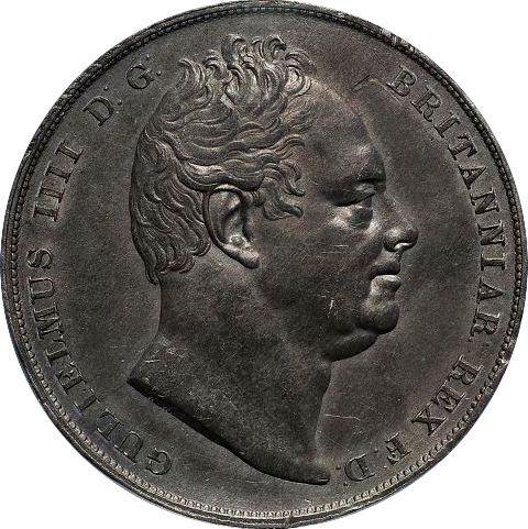 Аверс монеты - Пробная 1 крона 1832 года WW Свинец - цена  монеты - Великобритания, Вильгельм IV