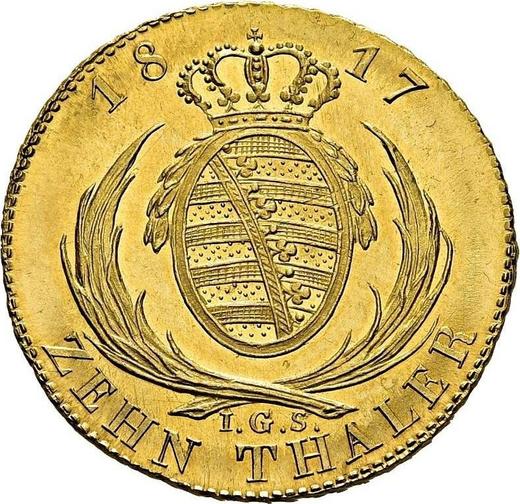 Reverso 10 táleros 1817 I.G.S. - valor de la moneda de oro - Sajonia, Federico Augusto I