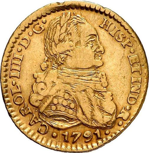 Awers monety - 1 escudo 1791 PTS PR - cena złotej monety - Boliwia, Karol IV