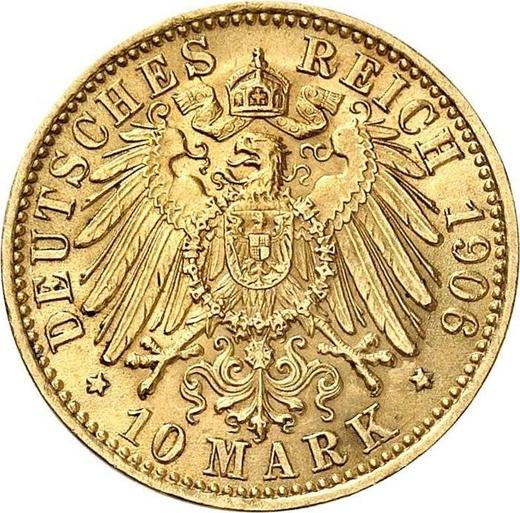 Reverso 10 marcos 1906 G "Baden" - valor de la moneda de oro - Alemania, Imperio alemán