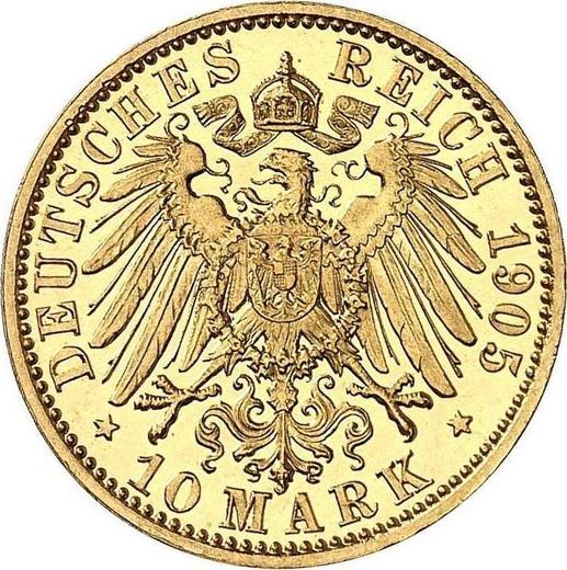 Реверс монеты - 10 марок 1905 года A "Саксен-Кобург-Гота" - цена золотой монеты - Германия, Германская Империя
