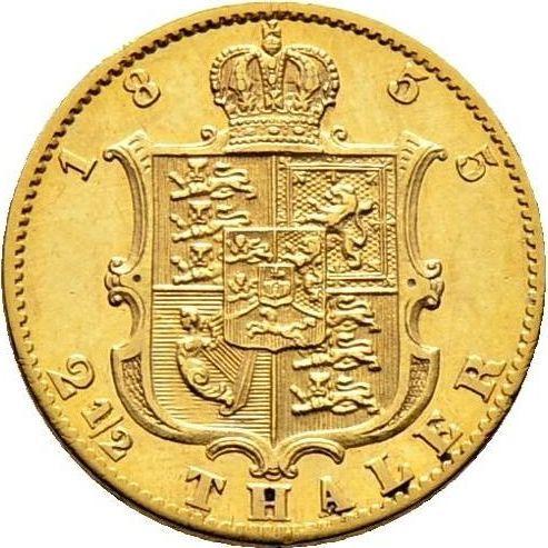 Reverso 2 1/2 táleros 1855 B - valor de la moneda de oro - Hannover, Jorge V