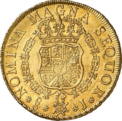 Reverso 8 escudos 1755 So J - valor de la moneda de oro - Chile, Fernando VI