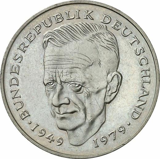 Аверс монеты - 2 марки 1984 года F "Курт Шумахер" - цена  монеты - Германия, ФРГ
