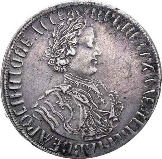 Anverso Poltina (1/2 rublo) ҂АΨE (1705) "Decorada" Acuñación plana La corona está abierta - valor de la moneda de plata - Rusia, Pedro I