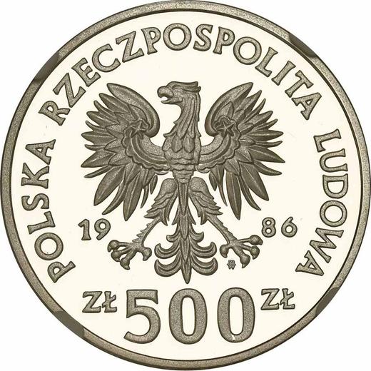 Awers monety - 500 złotych 1986 MW "XIII Mistrzostwa Świata w Piłce Nożnej - Meksyk 1986" Srebro - cena srebrnej monety - Polska, PRL