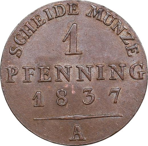 Реверс монеты - 1 пфенниг 1837 года A - цена  монеты - Пруссия, Фридрих Вильгельм III