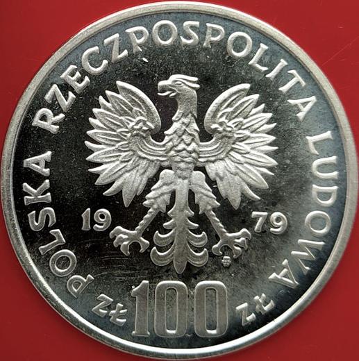 Аверс монеты - Пробные 100 злотых 1979 года MW "Людовик Заменгоф" Серебро - цена серебряной монеты - Польша, Народная Республика