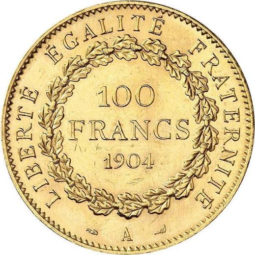 Реверс монеты - 100 франков 1904 года A "Тип 1878-1914" Париж - цена золотой монеты - Франция, Третья республика