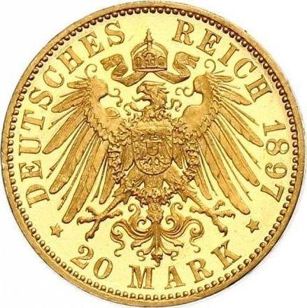 Rewers monety - 20 marek 1897 A "Hesja" - cena złotej monety - Niemcy, Cesarstwo Niemieckie