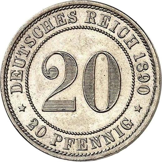 Anverso 20 Pfennige 1890 A "Tipo 1890-1892" - valor de la moneda  - Alemania, Imperio alemán