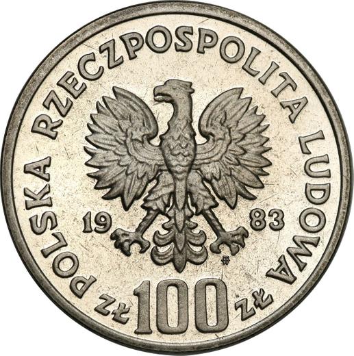 Аверс монеты - Пробные 100 злотых 1983 года MW "Медведи" Никель - цена  монеты - Польша, Народная Республика