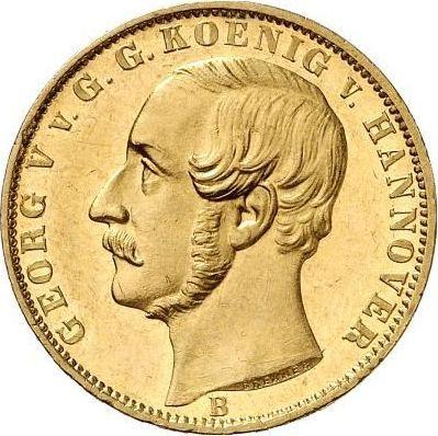 Awers monety - 1 krone 1860 B - cena złotej monety - Hanower, Jerzy V