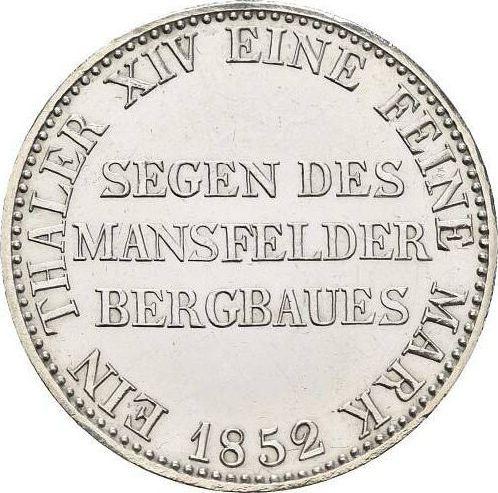 Reverso Tálero 1852 A "Minero" - valor de la moneda de plata - Prusia, Federico Guillermo IV