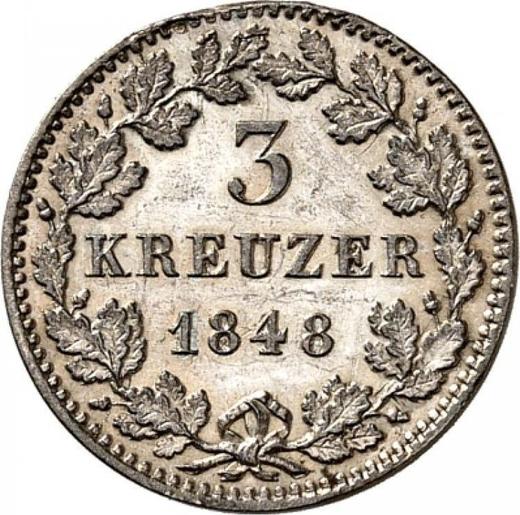 Реверс монеты - 3 крейцера 1848 года - цена серебряной монеты - Бавария, Людвиг I